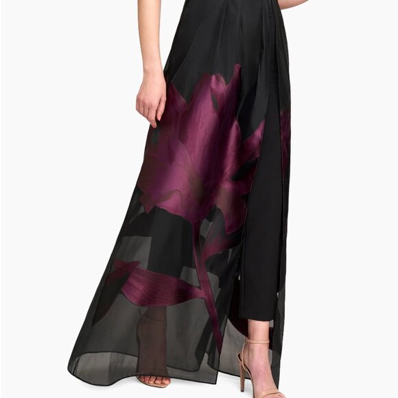 Kay Unger Mave Walk Though Jumpsuit Gown Fig Black 10 NWT $428 - Picture 7 of 13